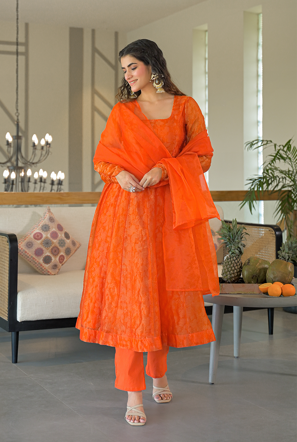 Samantha orange organza suit set