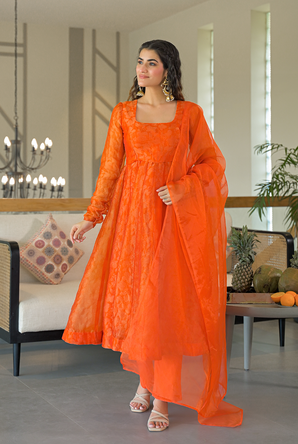Samantha orange organza suit set