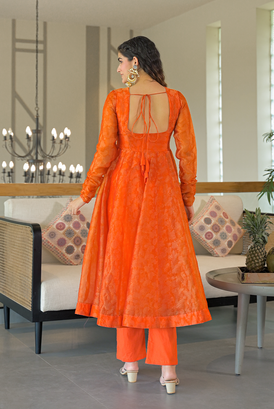 Samantha orange organza suit set
